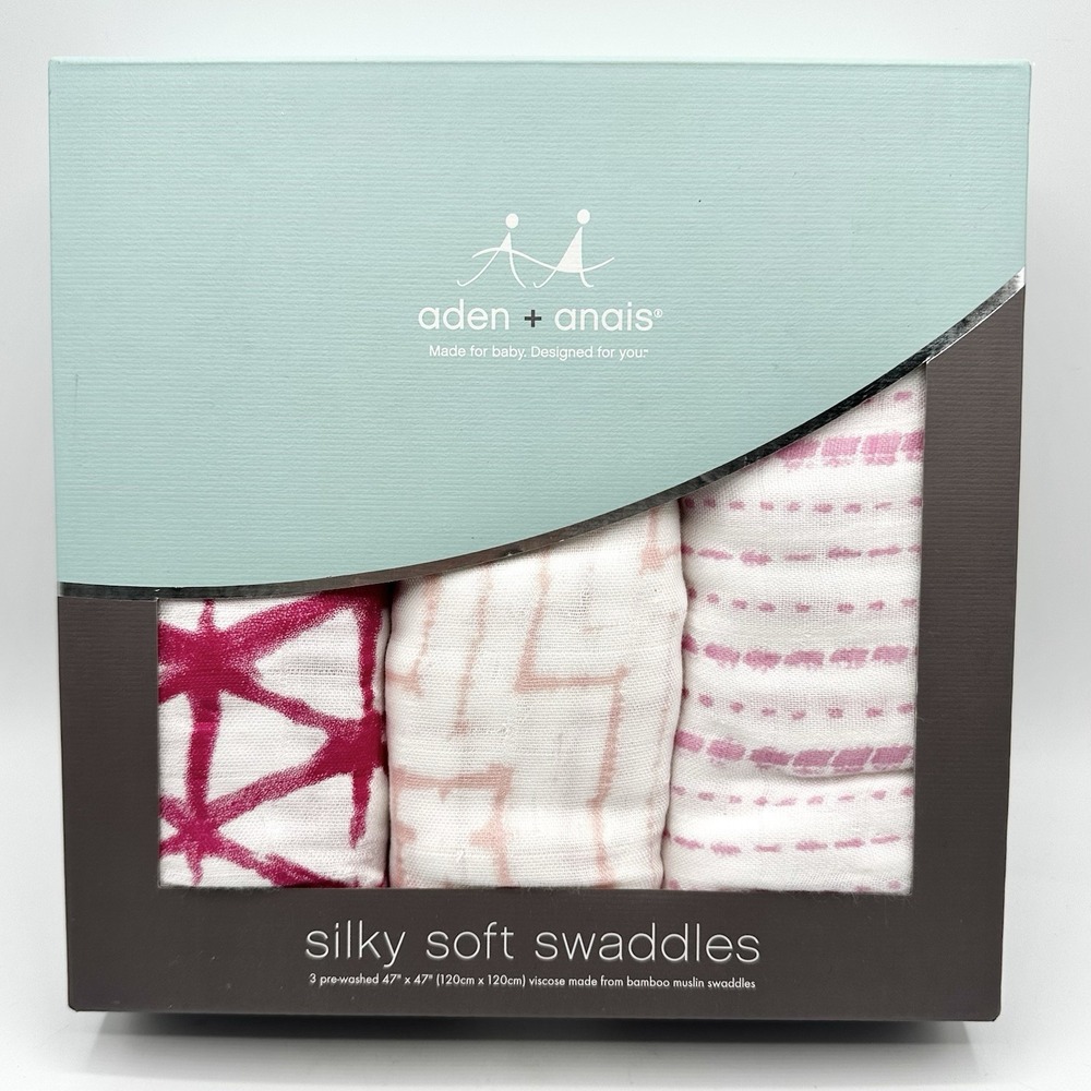 Aden and Anais Berry Shibori 3 Pack Soft Silky Swaddle Bamboo Muslin Blankets